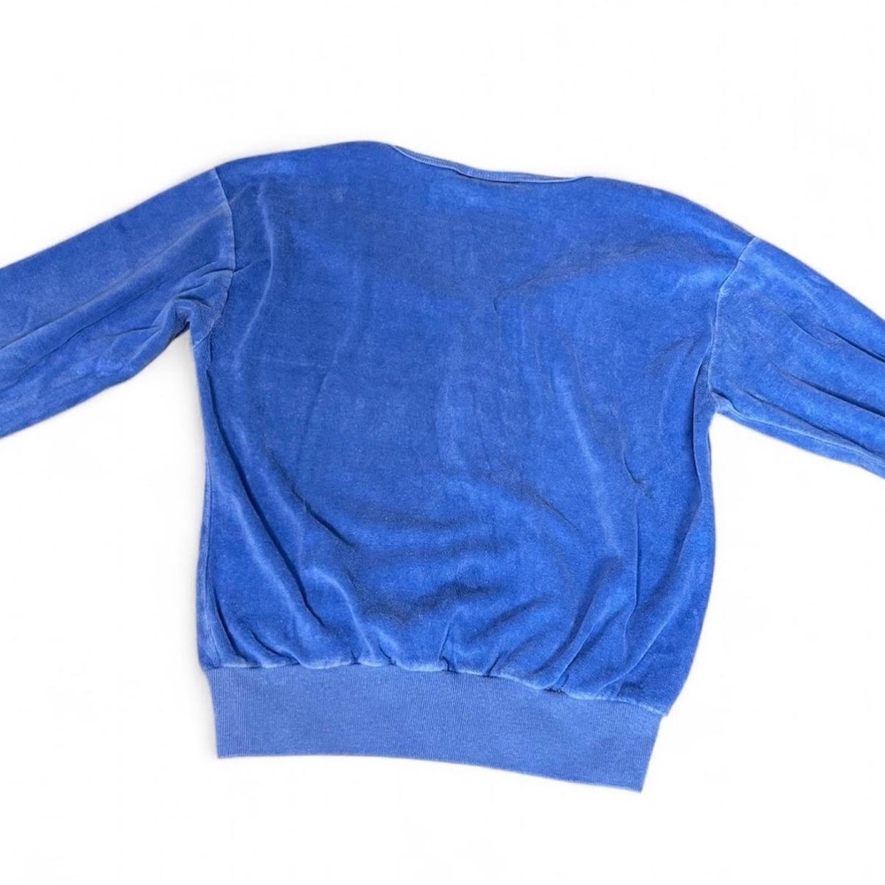 Sergio Valente V-Neck blue velour Sweater - Picture 3 of 8